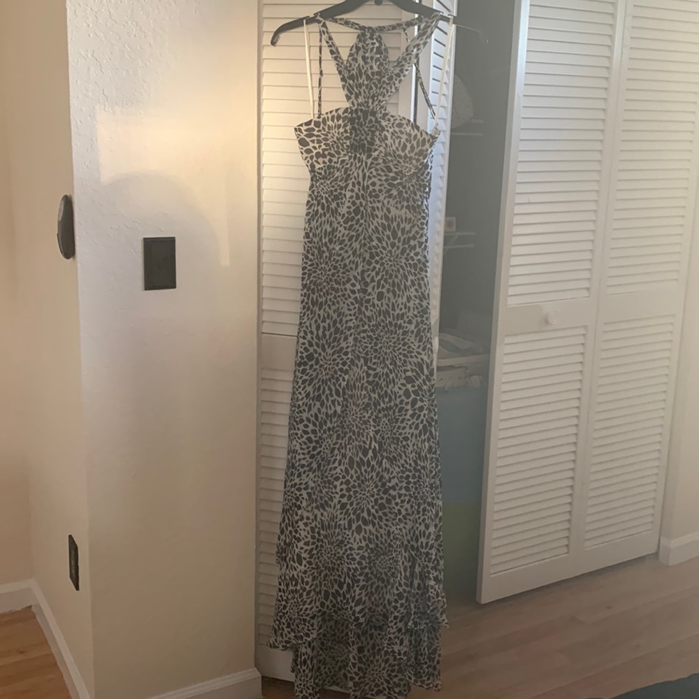 bcbgmaxazria black and white gown